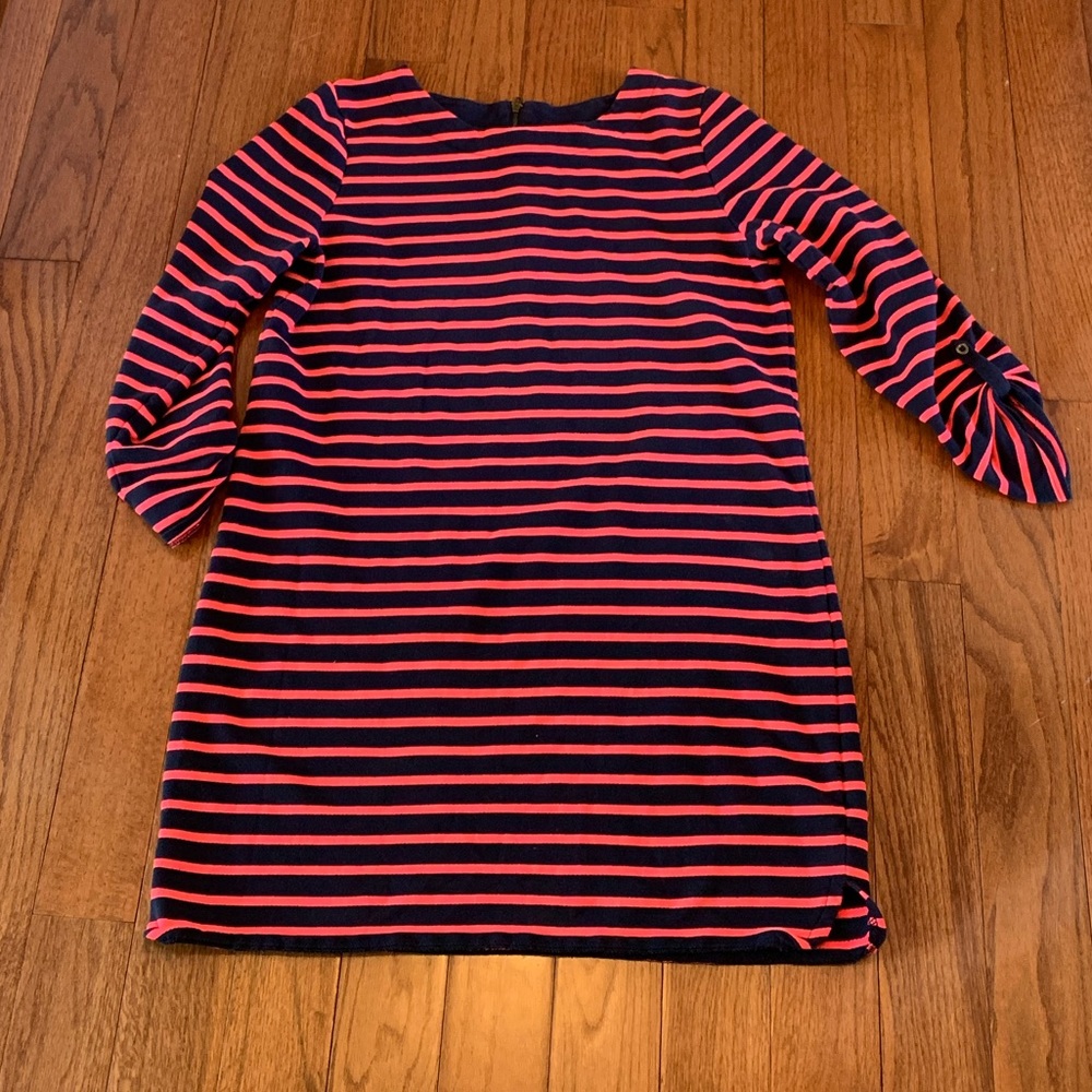 Blue and Hot Pink Stripe Boat Neck Dress - Picture 1 of 4